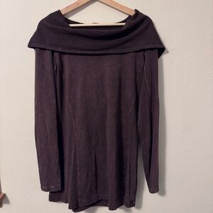 Baskara Lesser womans brown hooded long sleeve modest top Size Large